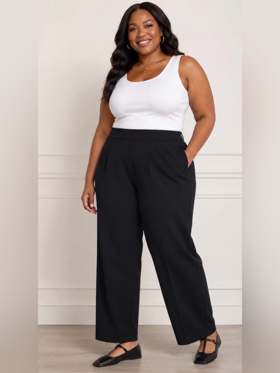 SPANX Pants - SPANX Plus Size 3X Tall Black Ponte Pleated trousers Pants with Pockets NWOT